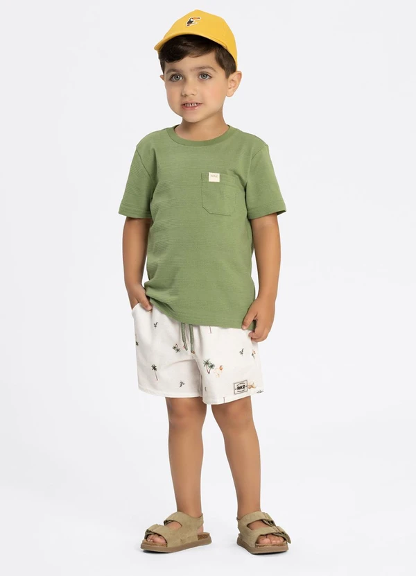 Alakazoo - Camiseta com Bolso em Malha Texturizada Verde 2