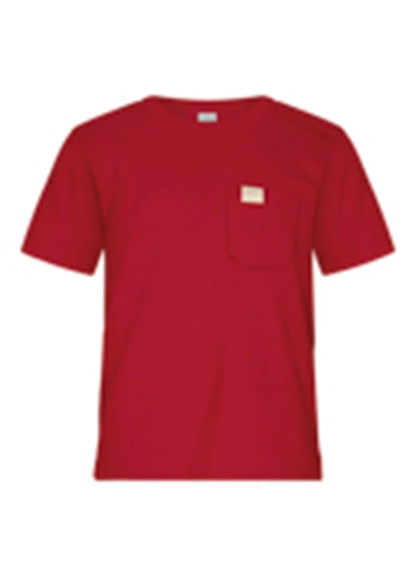 Alakazoo - Camiseta com Bolso em Malha Texturizada Vermelho