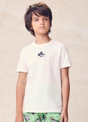 Youccie - Camiseta com Bordado do Mickey Branco - YOUCCIE
