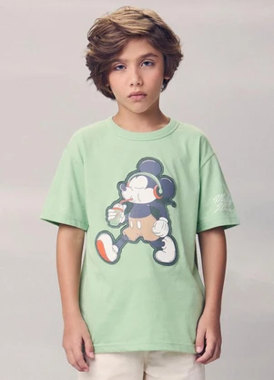 Youccie - Camiseta com Bordado do Mickey Verde - YOUCCIE