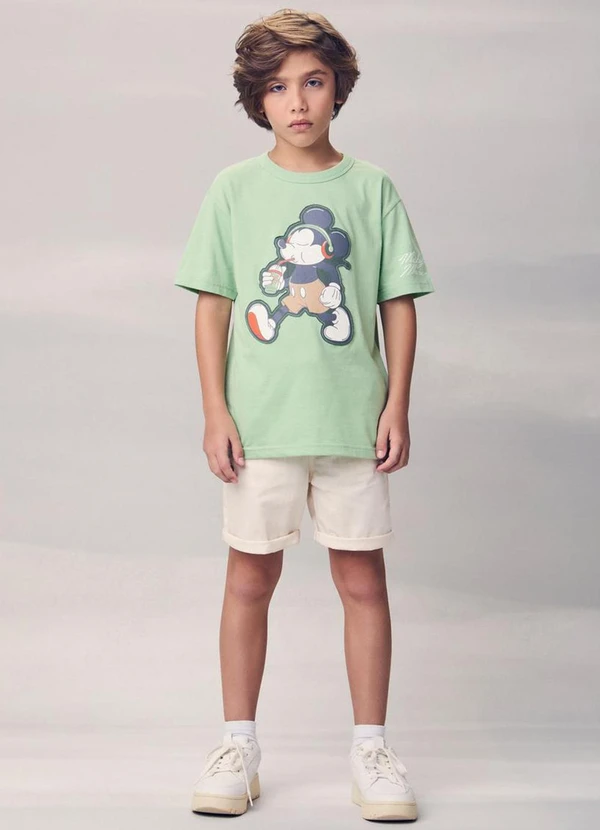 Youccie - Camiseta com Bordado do Mickey Verde 3