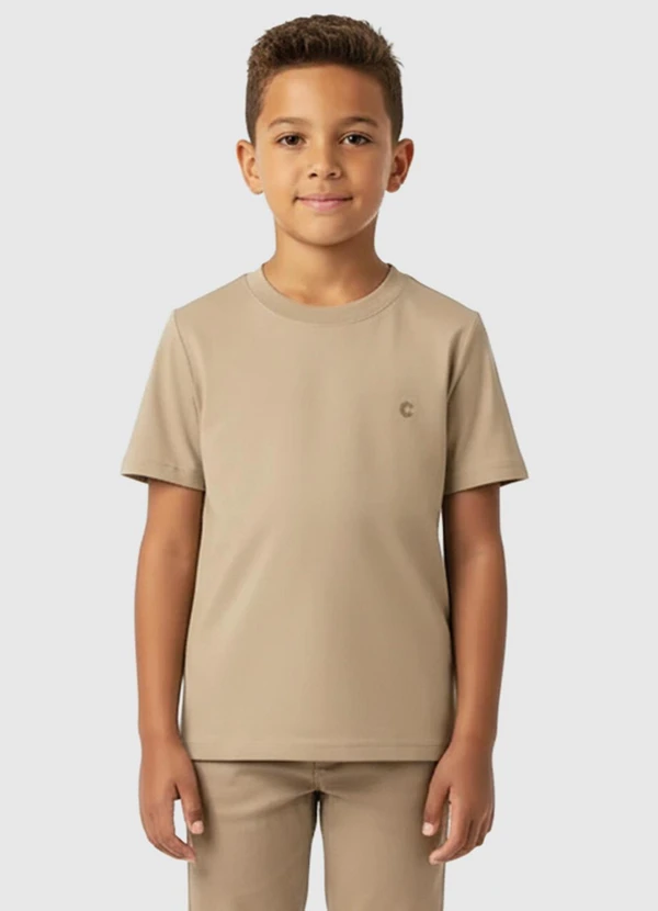 Carinhoso - Camiseta com Bordado em Pima Cáqui