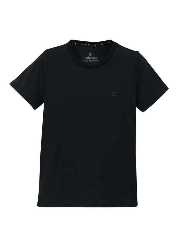 Carinhoso - Camiseta com Bordado em Pima Preto