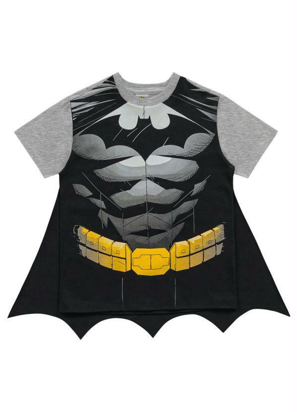 Batman - Camiseta com Capa Batman Cinza Cinza