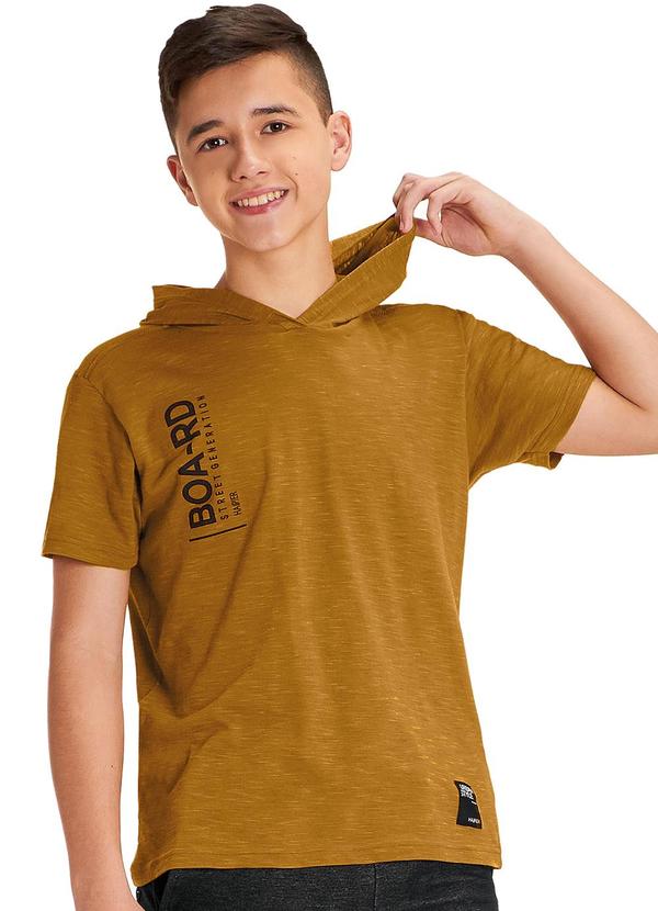 Hapier - Camiseta com Capuz Juvenil Masculina Marrom