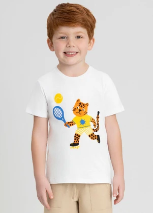 Camiseta com Estampa de Onça Up Baby Branco - UP BABY