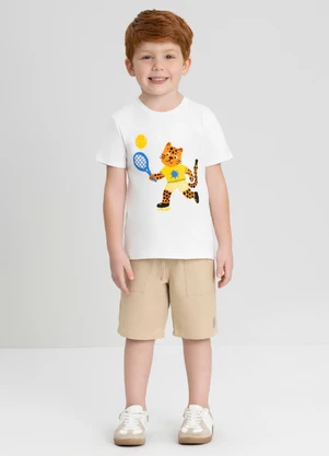 Camiseta com Estampa de Onça Up Baby Branco - UP BABY