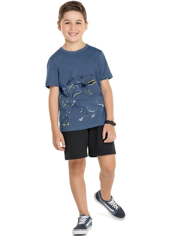 Alenice - Camiseta com Estampa de T-Rex Meninos Azul