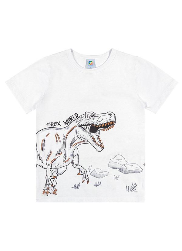 Alenice - Camiseta com Estampa de T-Rex Meninos Branco
