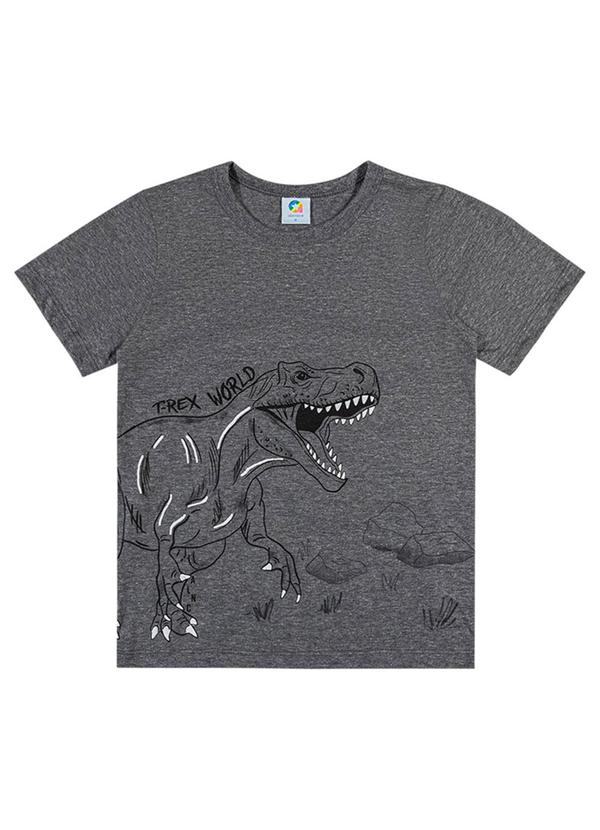 Alenice - Camiseta com Estampa de T-Rex Meninos Cinza