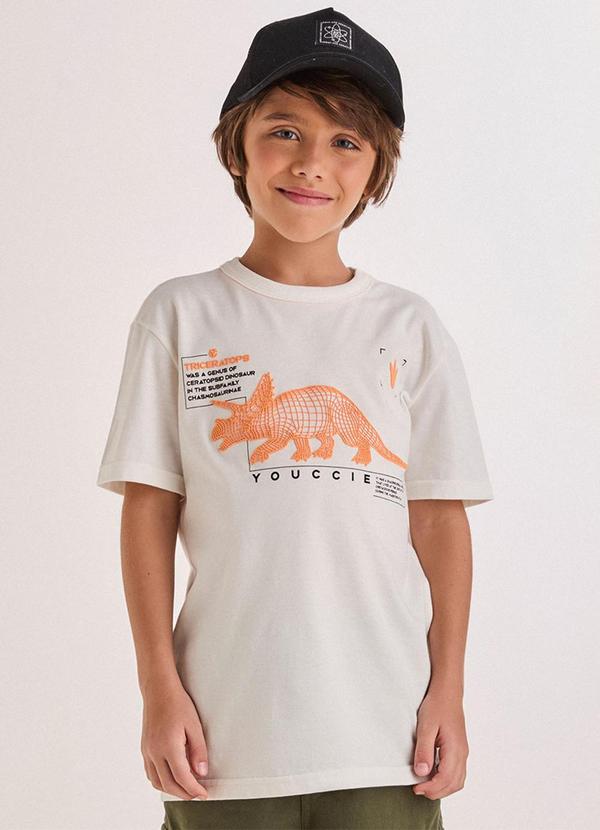 Youccie - Camiseta com Estampa de Triceratops Off White