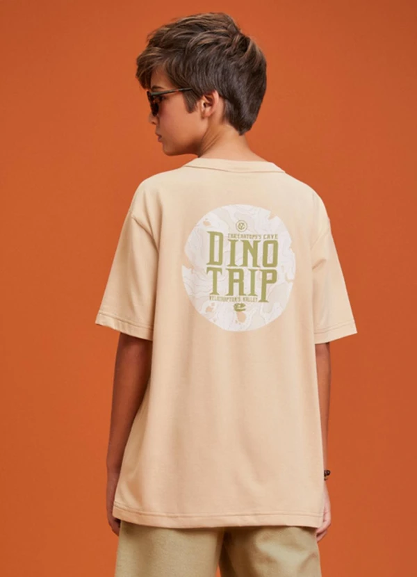 Youccie - Camiseta com Estampa Dino Trip Bege 2