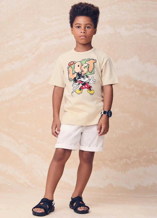 Youccie - Camiseta com Estampa do Mickey Bege 3