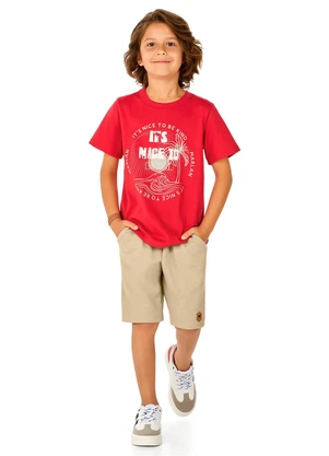 Marlan - Camiseta com Estampa em Algodão Vermelho - MARLAN
