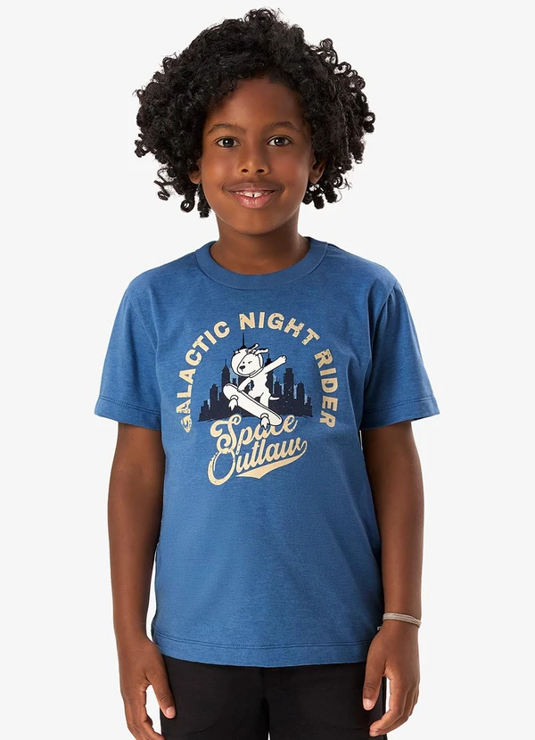 Rovi Kids - Camiseta com Estampa Meia Malha Infantil Azul