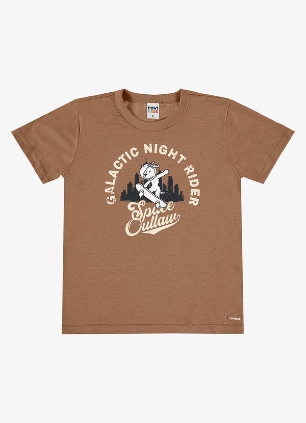 Rovi Kids - Camiseta com Estampa Meia Malha Infantil Marrom