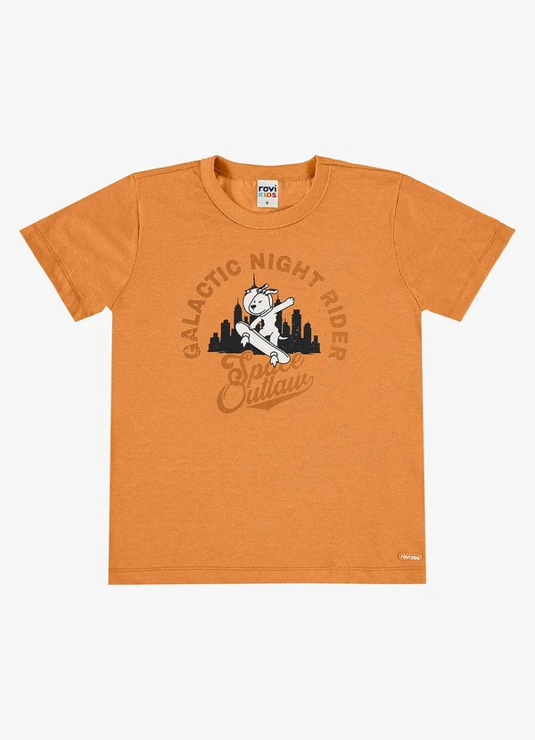 Rovi Kids - Camiseta com Estampa Meia Malha Infantil Marrom