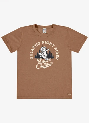 Rovi Kids - Camiseta com Estampa Meia Malha Infantil Marrom - ROVI KIDS