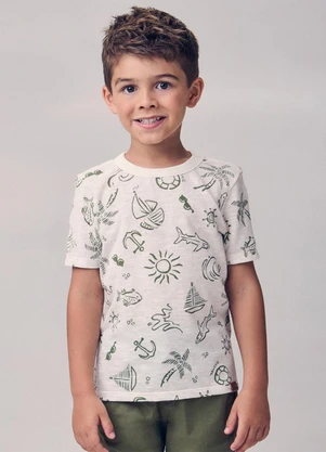 Youccie - Camiseta com Estampa Tropical Branco - YOUCCIE