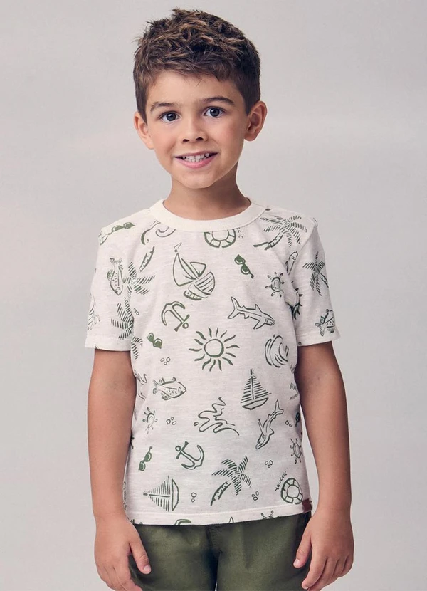 Youccie - Camiseta com Estampa Tropical Branco 1