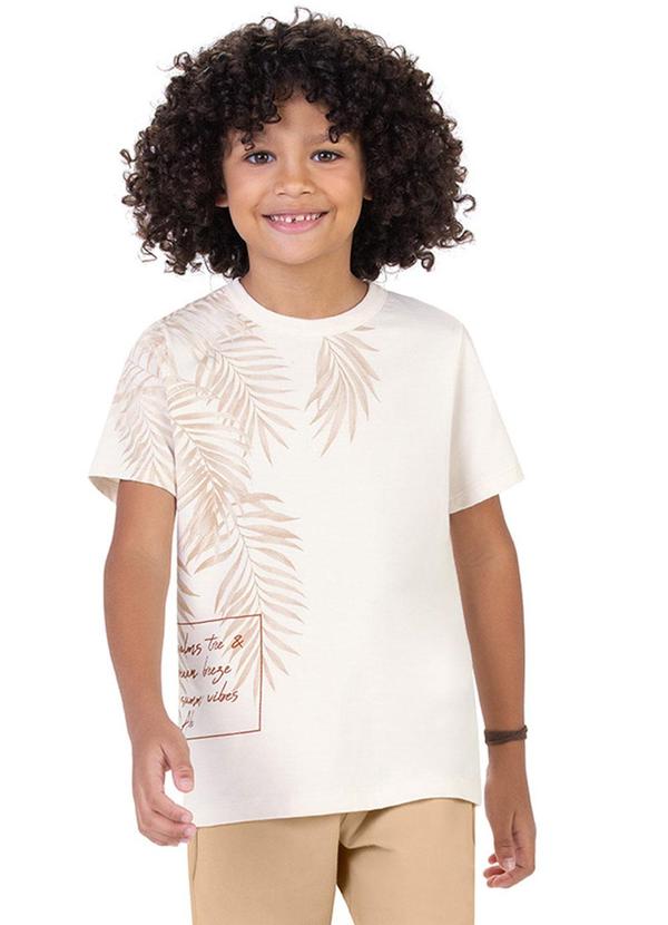 Alenice - Camiseta com Folhagem Menino Branco