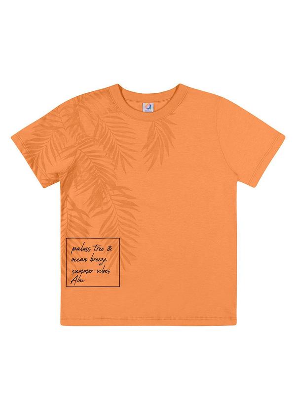 Alenice - Camiseta com Folhagem Menino Laranja