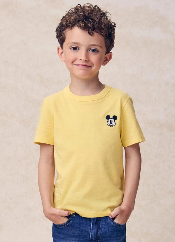 Youccie - Camiseta com Patch do Mickey Mouse Amarelo
