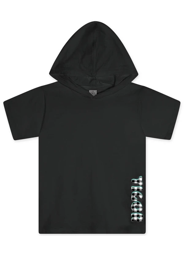 Tigor T Tigre - Camiseta Curta com Capuz Infantil Preto