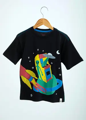 Bento - Camiseta de Menino de Malha Fliperama Preto - BENTO