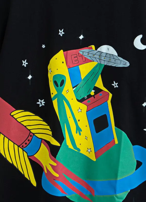 Bento - Camiseta de Menino de Malha Fliperama Preto 2