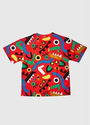 Bento - Camiseta de Menino Malha Caras e Bocas Vermelho - BENTO
