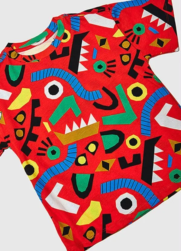 Bento - Camiseta de Menino Malha Caras e Bocas Vermelho 3