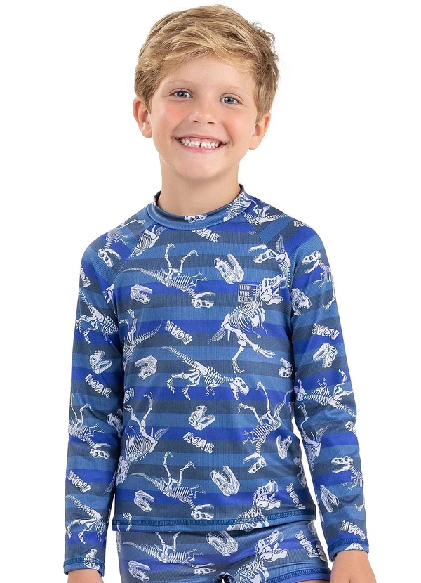 Elian - Camiseta de Praia Infantil Estampada Elian Azul