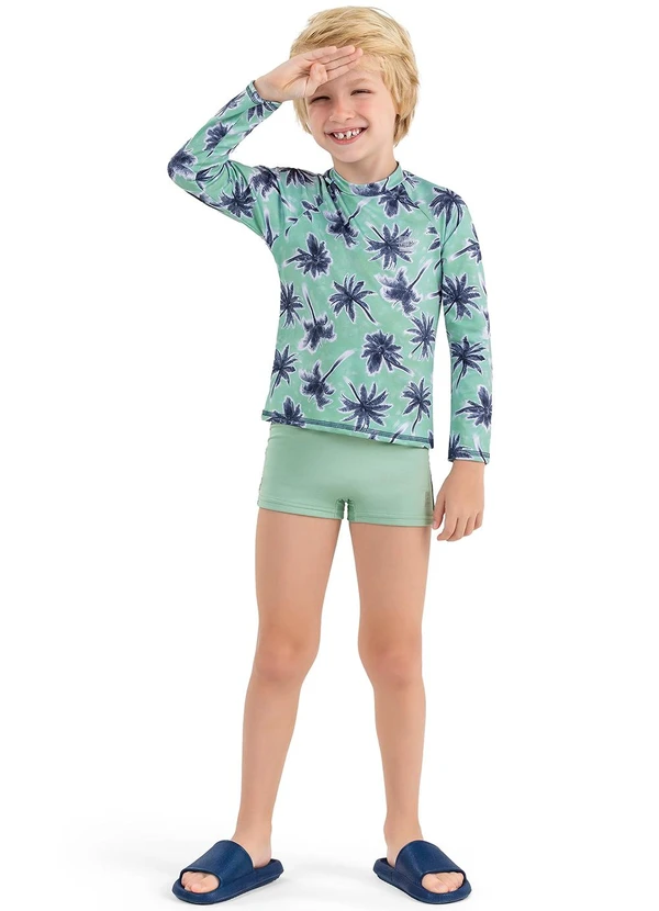 Elian - Camiseta de Praia Infantil Estampada Elian Verde 2