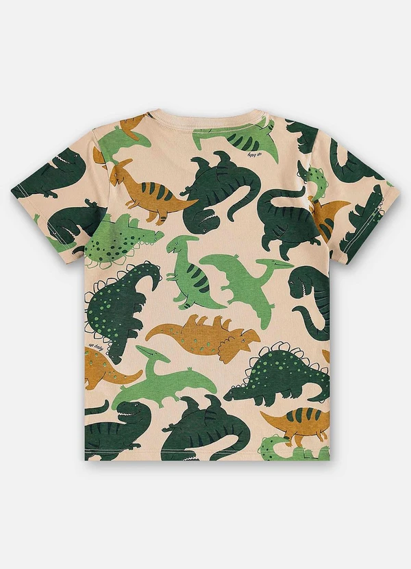 Up Baby - Camiseta Dino Algodão Infantil Bege 4