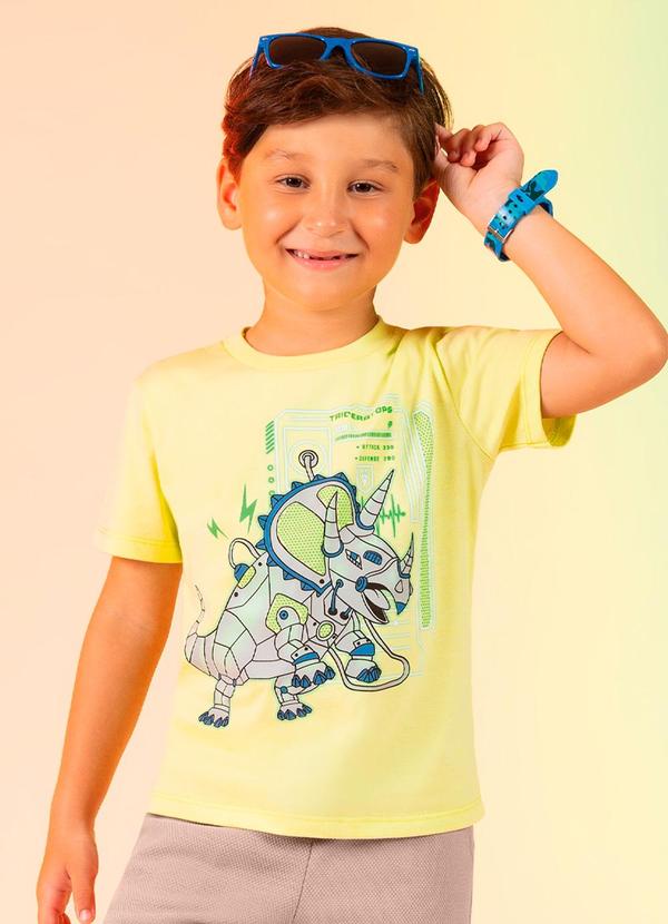 Cativa Kids - Camiseta Dino com Puff Verde