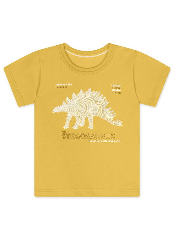 Marisol - Camiseta Dino Manga Curta Infantil Amarelo