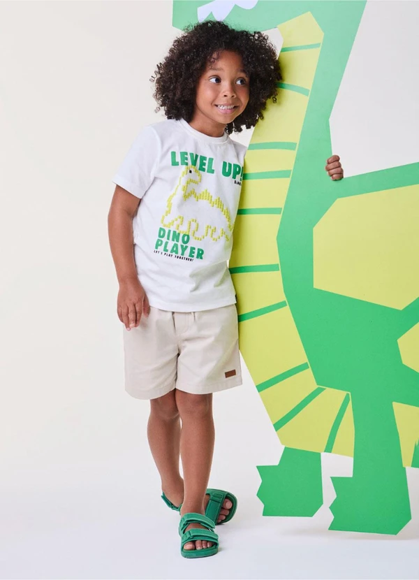 Bimbi - Camiseta Dino Player Off White 3