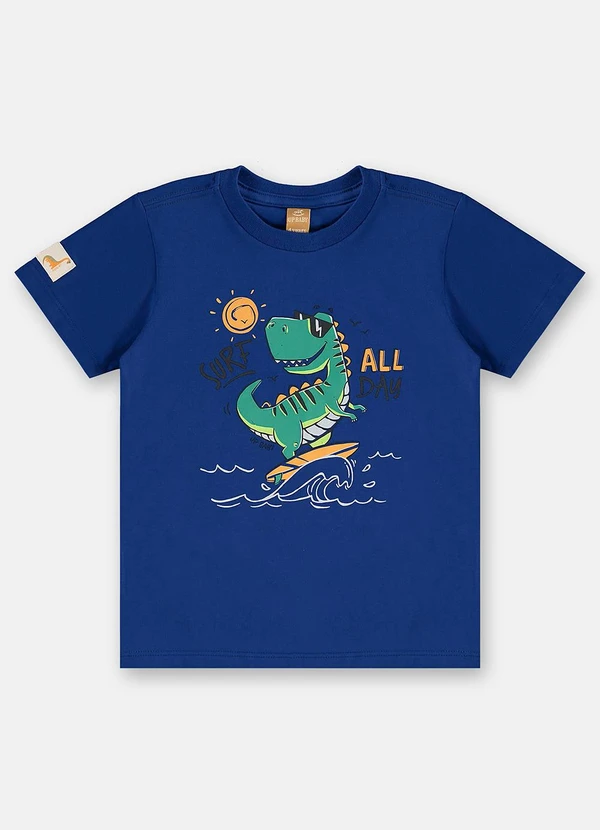Up Baby - Camiseta Dinossauro em Algodão Azul 2