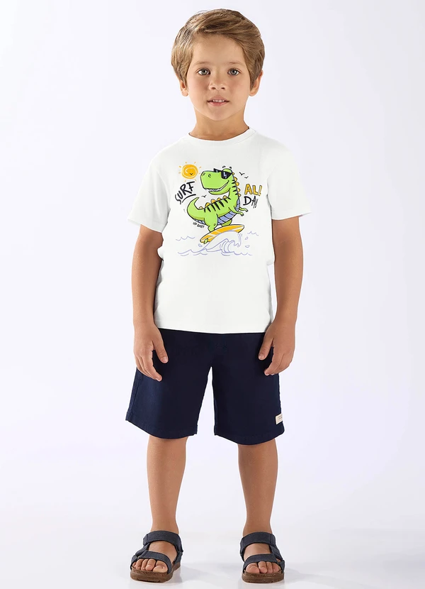 Up Baby - Camiseta Dinossauro em Algodão Branco 2