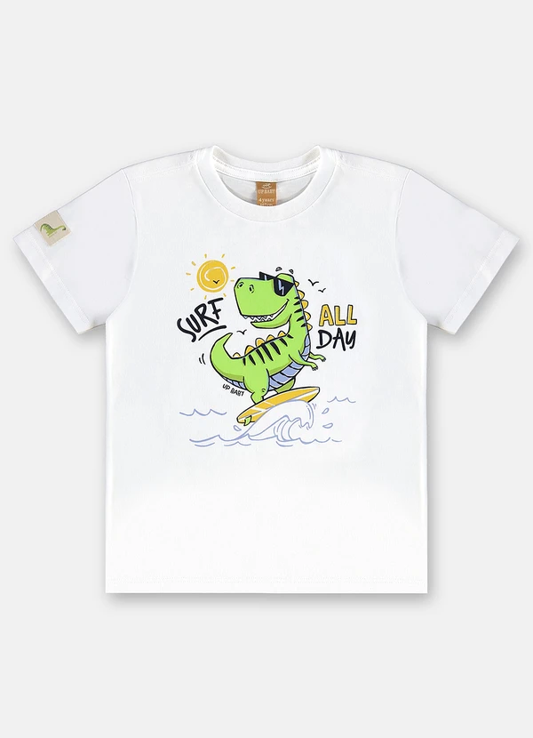 Up Baby - Camiseta Dinossauro em Algodão Branco 3