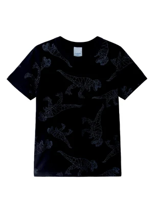 Malwee Kids - Camiseta Dinossauro em Malha Azul Marinho - MALWEE KIDS