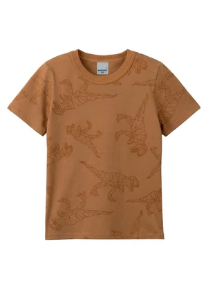 Malwee Kids - Camiseta Dinossauro em Malha Caramelo - MALWEE KIDS