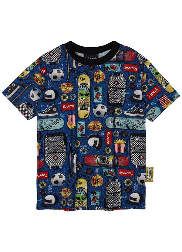 Youccie - Camiseta Divertida Manga Curta Azul