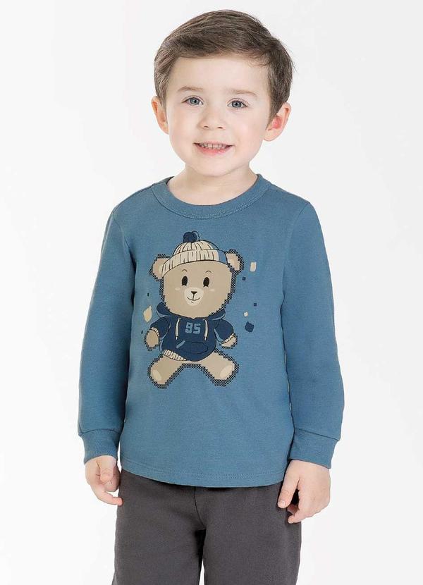 Cativa Kids - Camiseta Divertida Masculina Infantil Azul