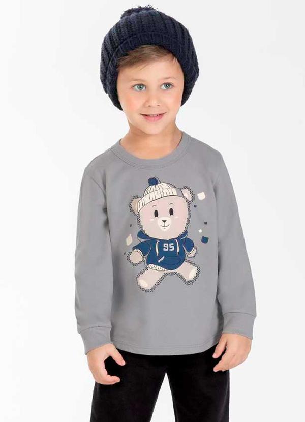 Cativa Kids - Camiseta Divertida Masculina Infantil Cinza
