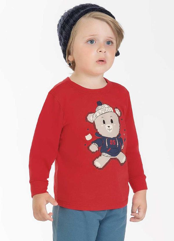 Cativa Kids - Camiseta Divertida Masculina Infantil Vermelho