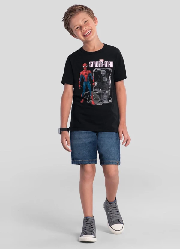Brandili - Camiseta do Homem-Aranha Metalizado Preto 2