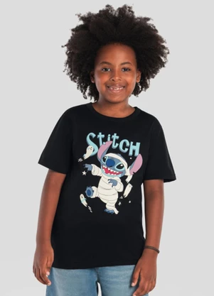 Brandili - Camiseta do Stitch Brilha no Escuro Preto - BRANDILI