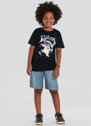 Brandili - Camiseta do Stitch Brilha no Escuro Preto - BRANDILI